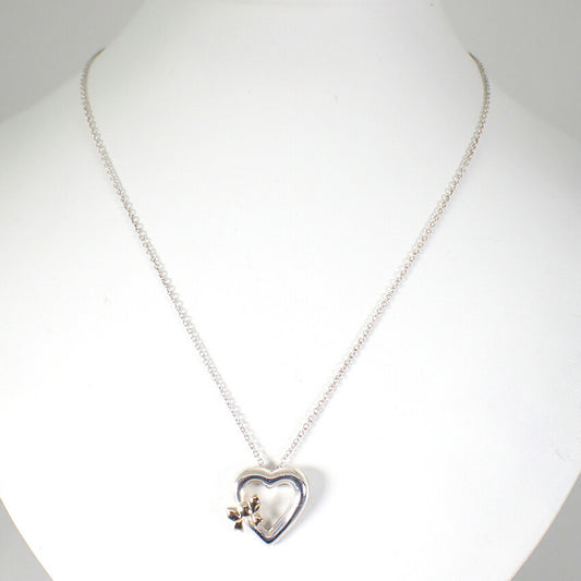 【中古】TIFFANY/ティファニー 925/750 ハートリボン ペンダント/ネックレス/j116-4