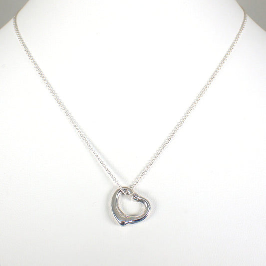 【中古】TIFFANY/ティファニー 925 オープンハート ダイヤモンド 2P ペンダント/ネックレス/j145-1