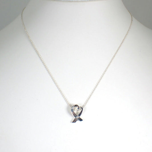 【中古】TIFFANY/ティファニー 925 ラビングハート 1Pダイヤモンド ペンダント/ネックレス/j174-4