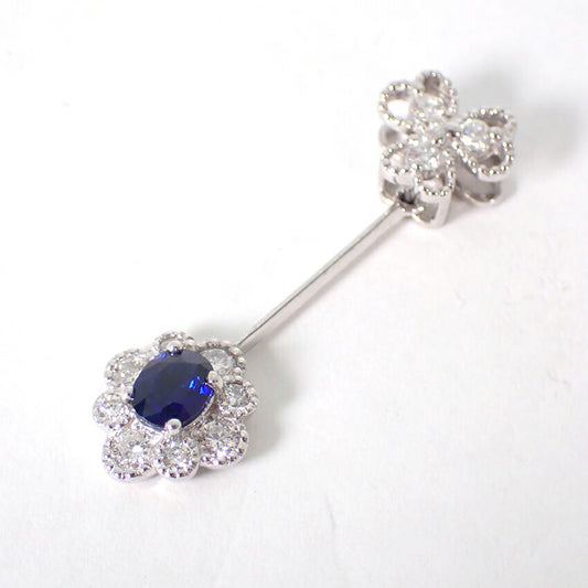 【中古】Pt900 サファイア/ダイヤモンド ペンダントトップ NGL鑑別書つき/j183-6