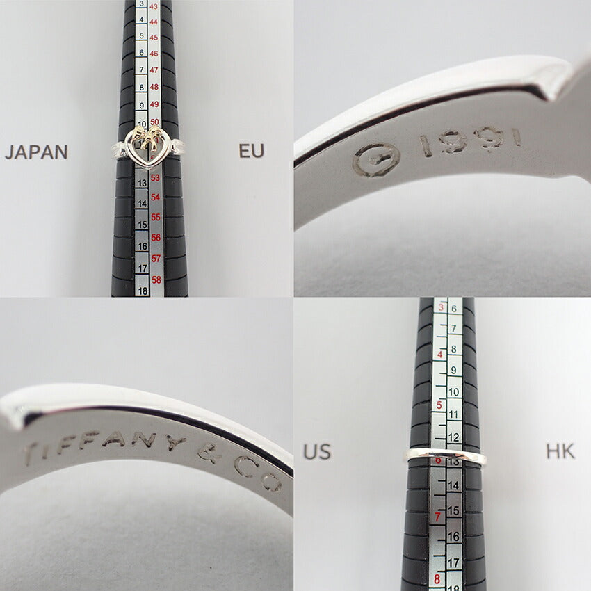 【中古】TIFFANY/ティファニー 925/750 ハートリボン コンビ リング /11.5号/j192-5