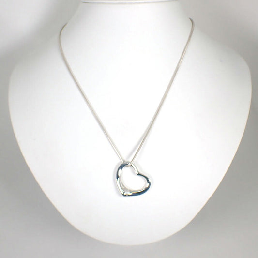 【中古】TIFFANY/ティファニー 925 オープンハート スネークチェーン ペンダント/ネックレス/j199-9