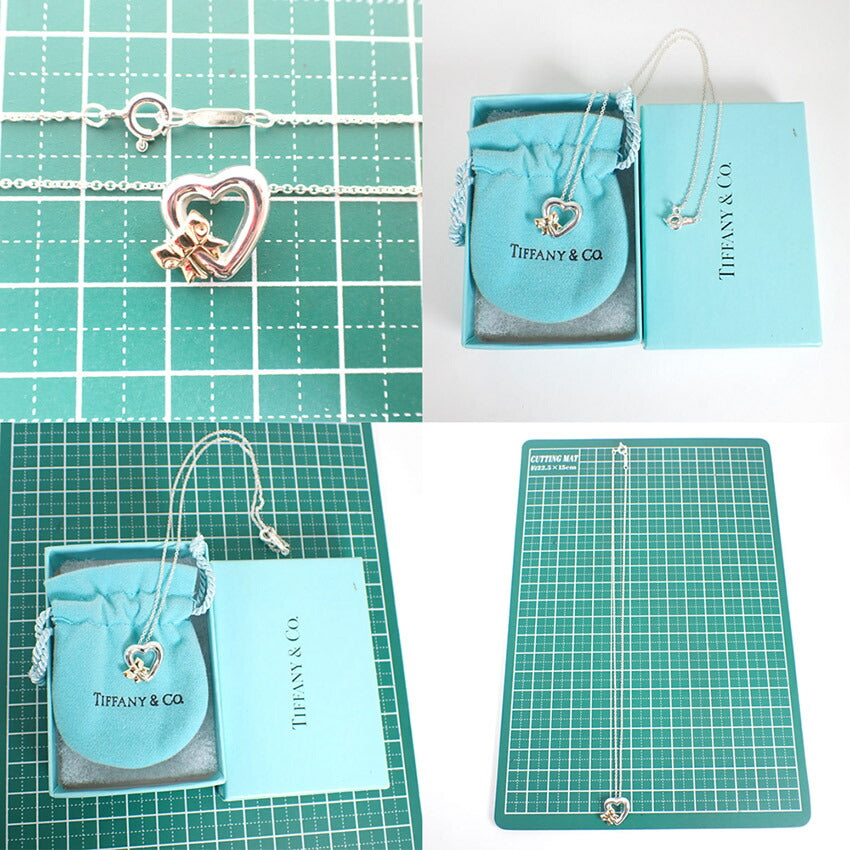 【中古】TIFFANY/ティファニー 925/750 ハートリボン ペンダント/ネックレス/j220-5