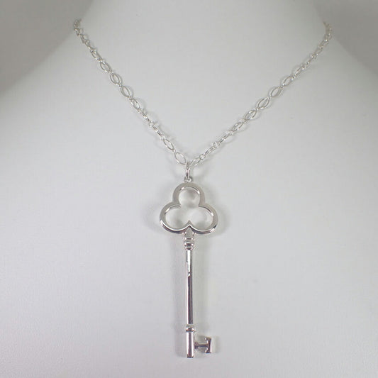 【中古】TIFFANY/ティファニー 925 トレフォイルキー オーバルリンクチェーン ペンダント/ネックレス/j227-3