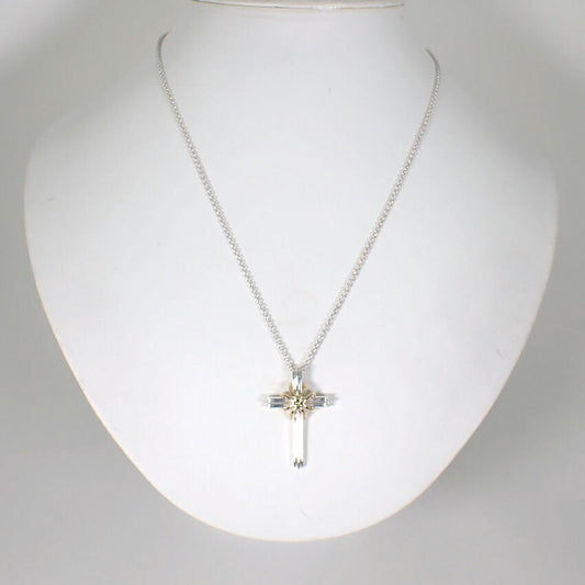 【中古】TIFFANY/ティファニー 925/750 シグネチャー クロス ペンダント/ネックレス/j230-13