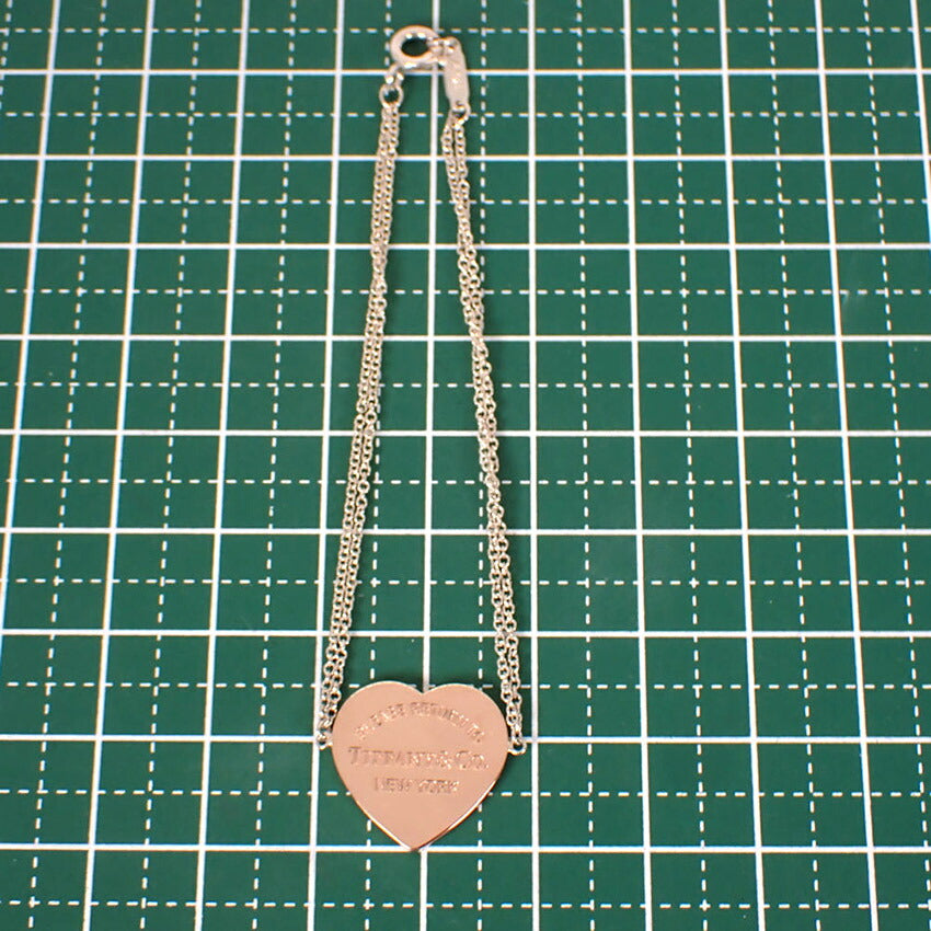 【中古】TIFFANY/ティファニー 925/メタル リターントゥハート ダブルチェーン ブレスレット/j230-8
