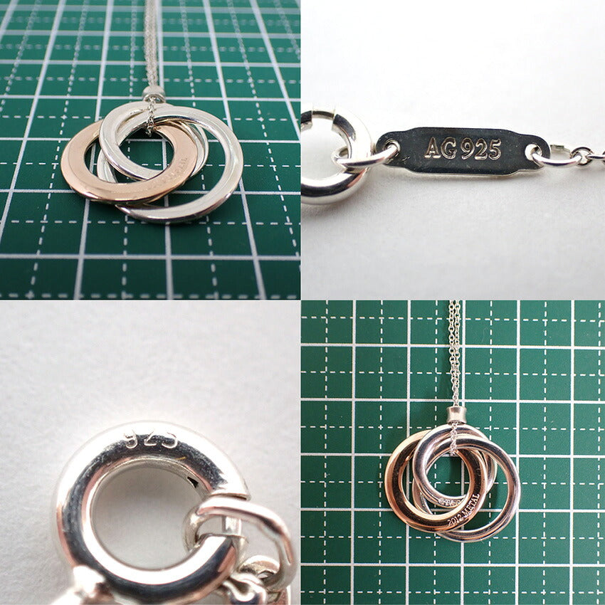 【中古】TIFFANY/ティファニー 925/メタル 1837 3連 インターロッキング サークル ネックレス/j273-6