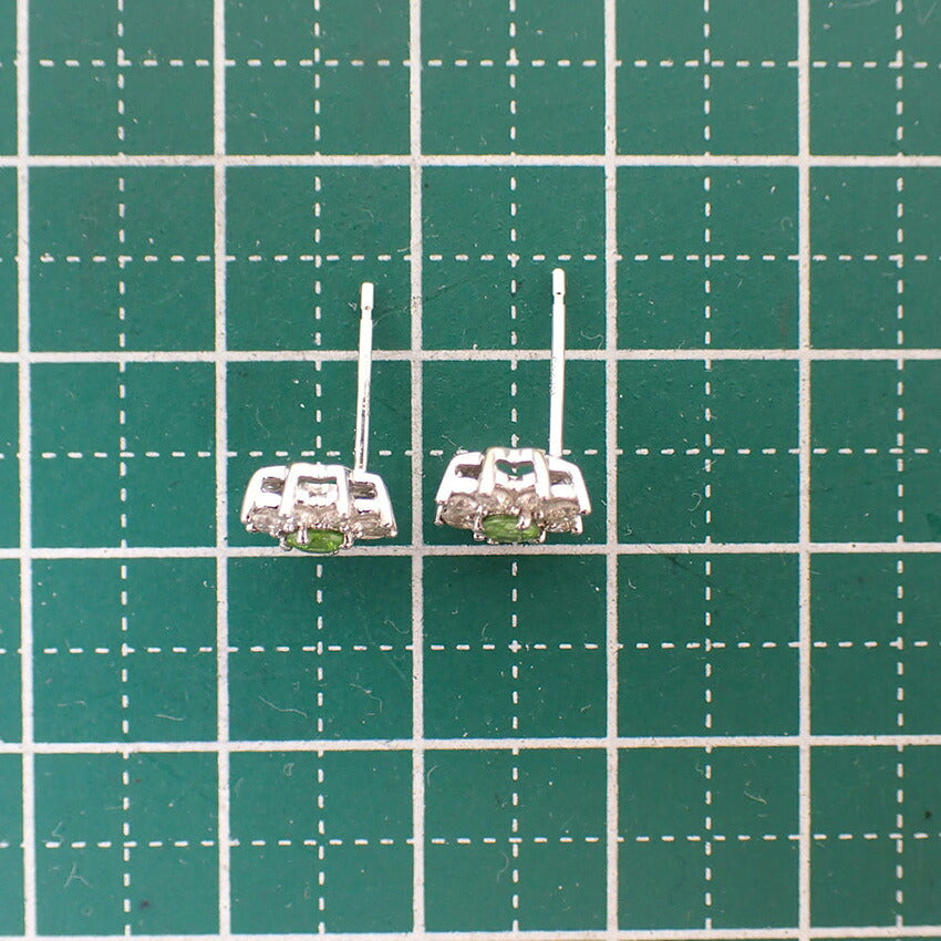 【中古】K18WG デマントイドガーネット ダイヤモンド ピアス/j283-1