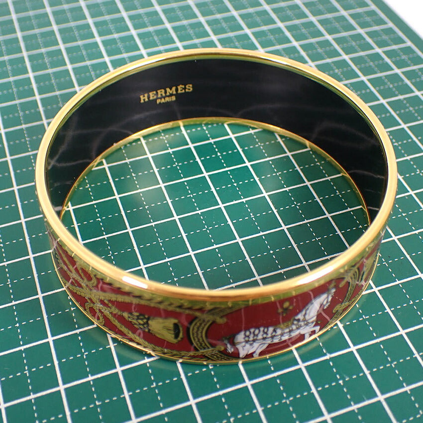 【中古】HERMES/エルメス エマイユ GM ホース バングル/j283-4