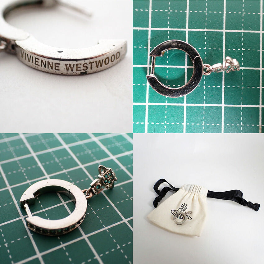 【中古】Vivienne Westwood/ヴィヴィアンウエストウッド オーブ グリーンラインストーン ピアス片方/j283-8