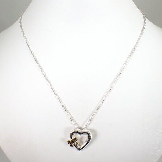 【中古】TIFFANY/ティファニー 925/750 ハートリボン ペンダント/ネックレス/j30-29
