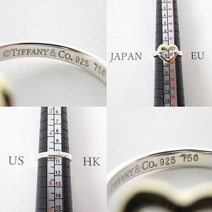 【中古】TIFFANY/ティファニー 925/750 オープンハートリング/9号/j307-10
