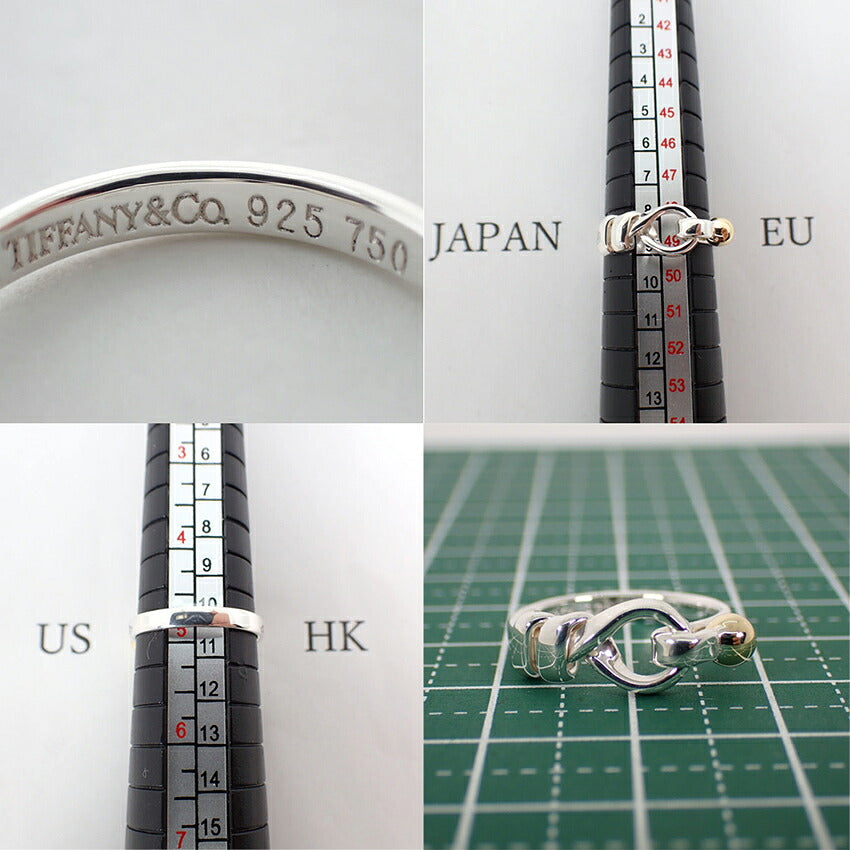 【中古】TIFFANY/ティファニー 925/750 フック&アイ リング /9号/j316-12