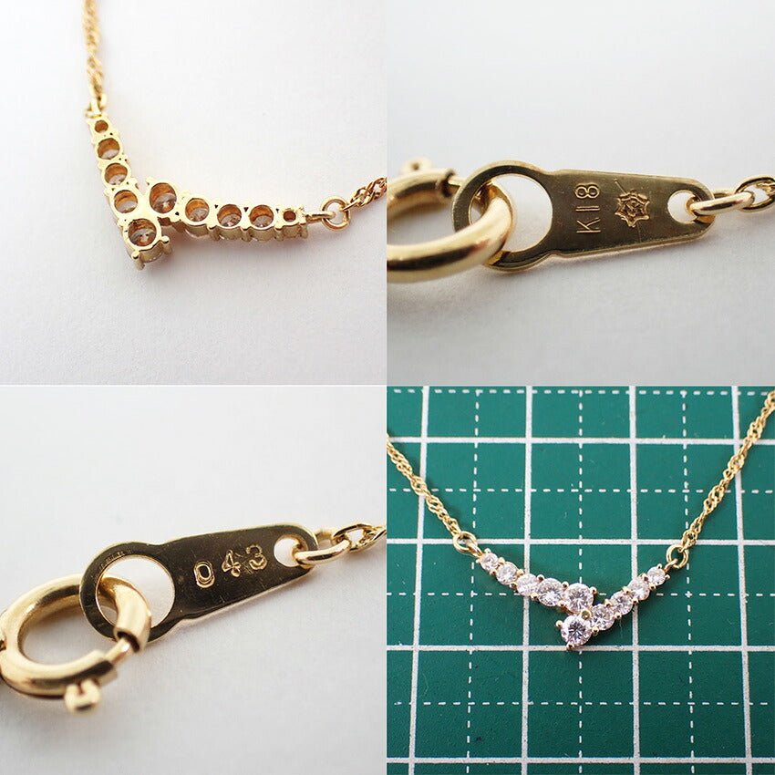 【中古】SEIKOジュエリー K18 ダイヤモンド ペンダント/ネックレス/j317-9