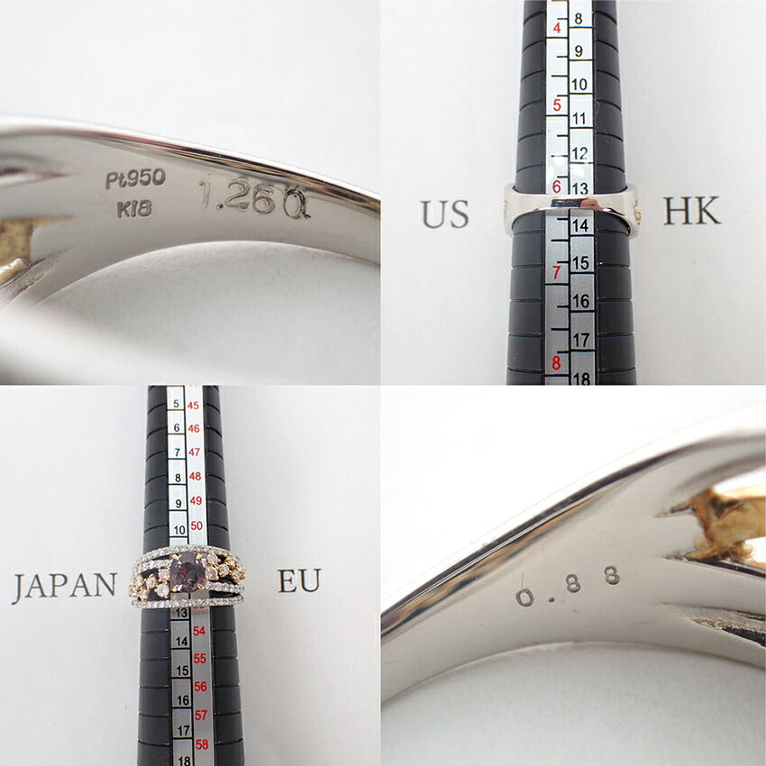 【中古】Pt950/K18 パープルサファイア ダイヤモンド リング/12号/j326-5