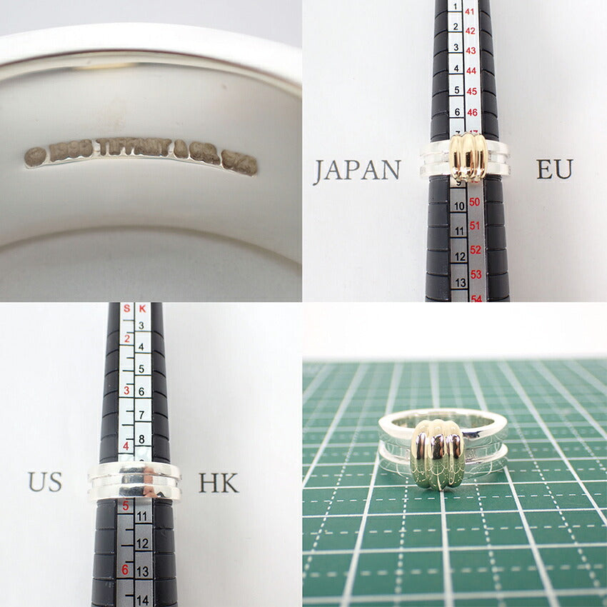 【中古】TIFFANY/ティファニー 925/750 グルーブド ウィズ リング/8号/j328-5