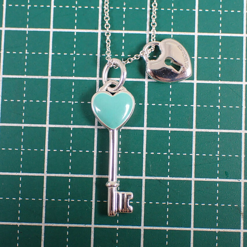 【中古】TIFFANY/ティファニー 925 ハートキー ブルー ペンダント/ネックレス/j333-7
