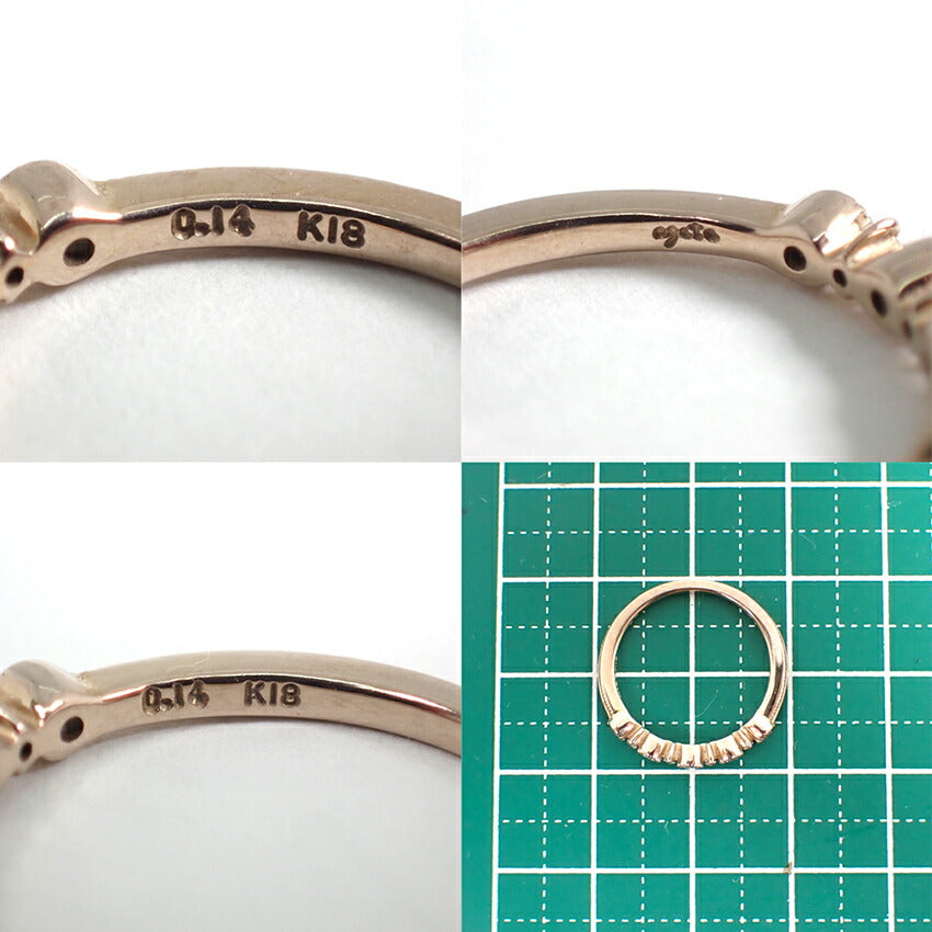 【中古】agete/アガット/K18PG/ダイヤモンド/0.14ct/リング /10号/j48-1