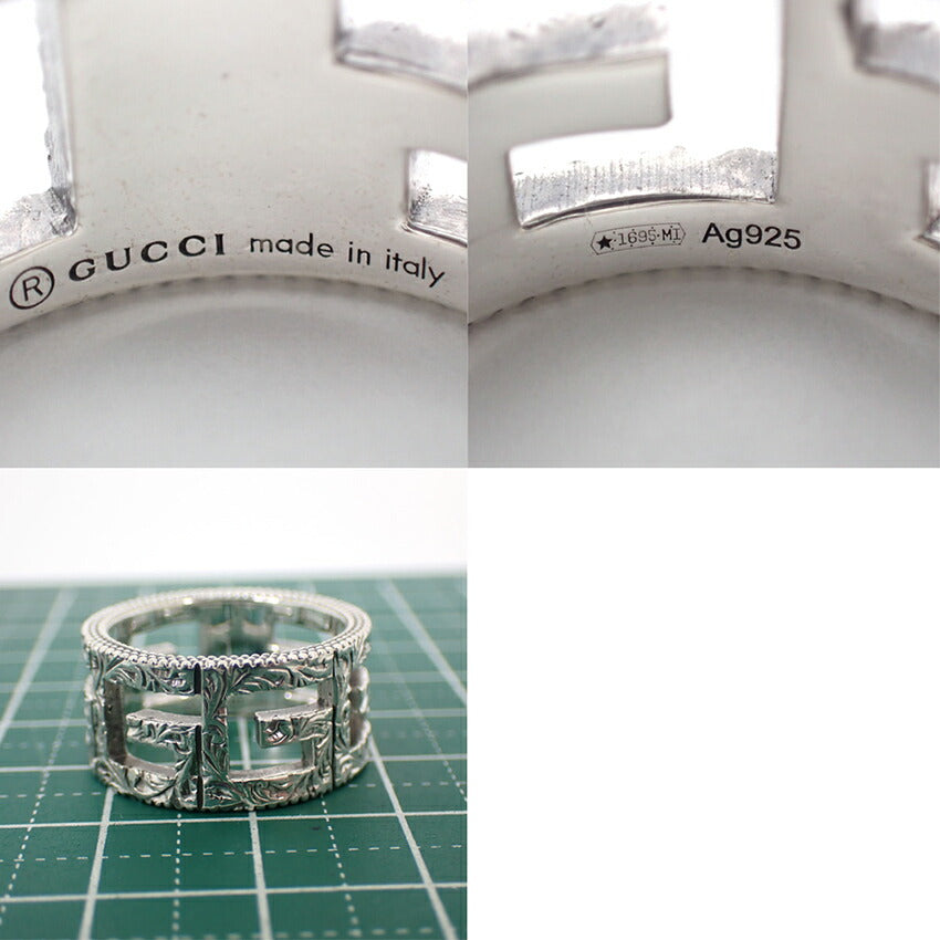 【中古】GUCCI/グッチ/SV925/アラベスク/スクエアG/ワイド/リング /12.5号/j56-4