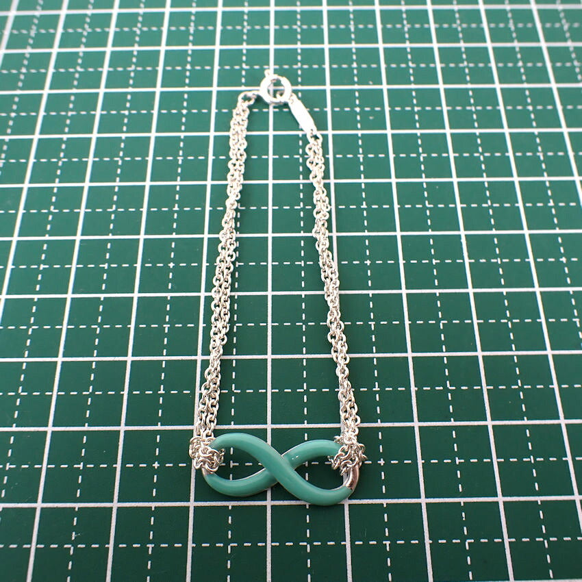 【中古】TIFFANY/ティファニー 925 インフィニティ ブルー ダブルチェーン ブレスレット/j63-10