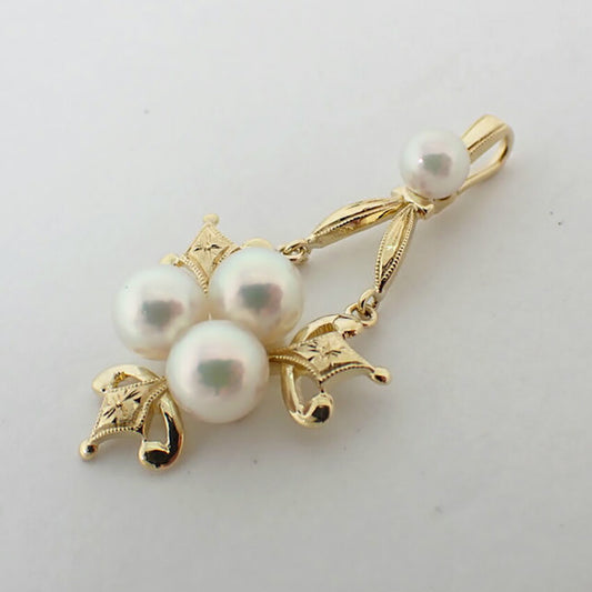 【中古】MIKIMOTO/ミキモト K14 アコヤ真珠 4.4~5.3mm ペンダントトップ/j65-1
