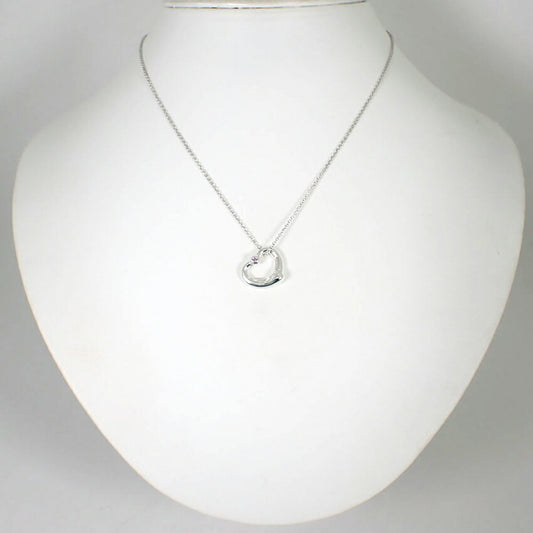 【中古】TIFFANY/ティファニー 925 ピンクサファイア オープンハート ペンダント/ネックレス/j88-10