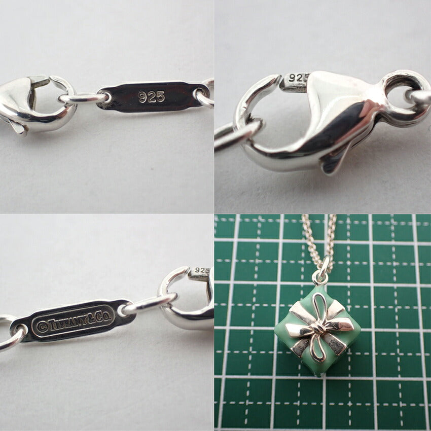 【中古】TIFFANY/ティファニー 925/ブルーエナメル BOX ペンダント/ネックレス/j88-3