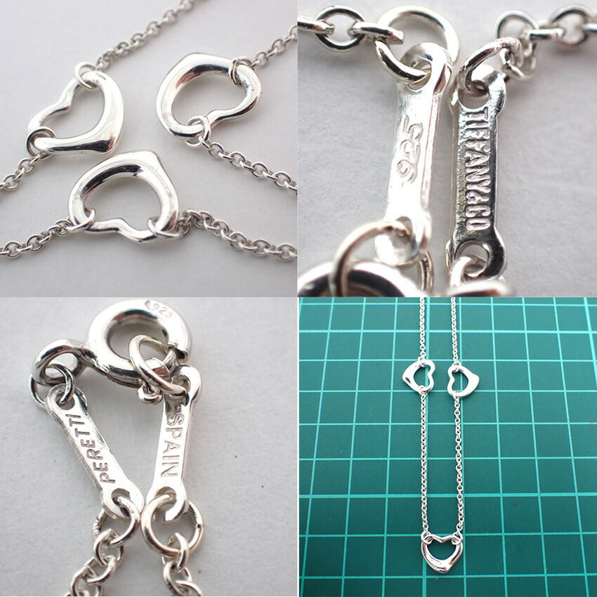 【中古】TIFFANY/ティファニー 925 オープンハート 3P ネックレス/j93-12