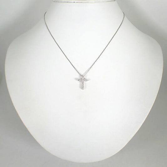 【中古】Pt900/850 ダイヤモンド/0.50ct クロス ペンダント/ネックレス/j95-6