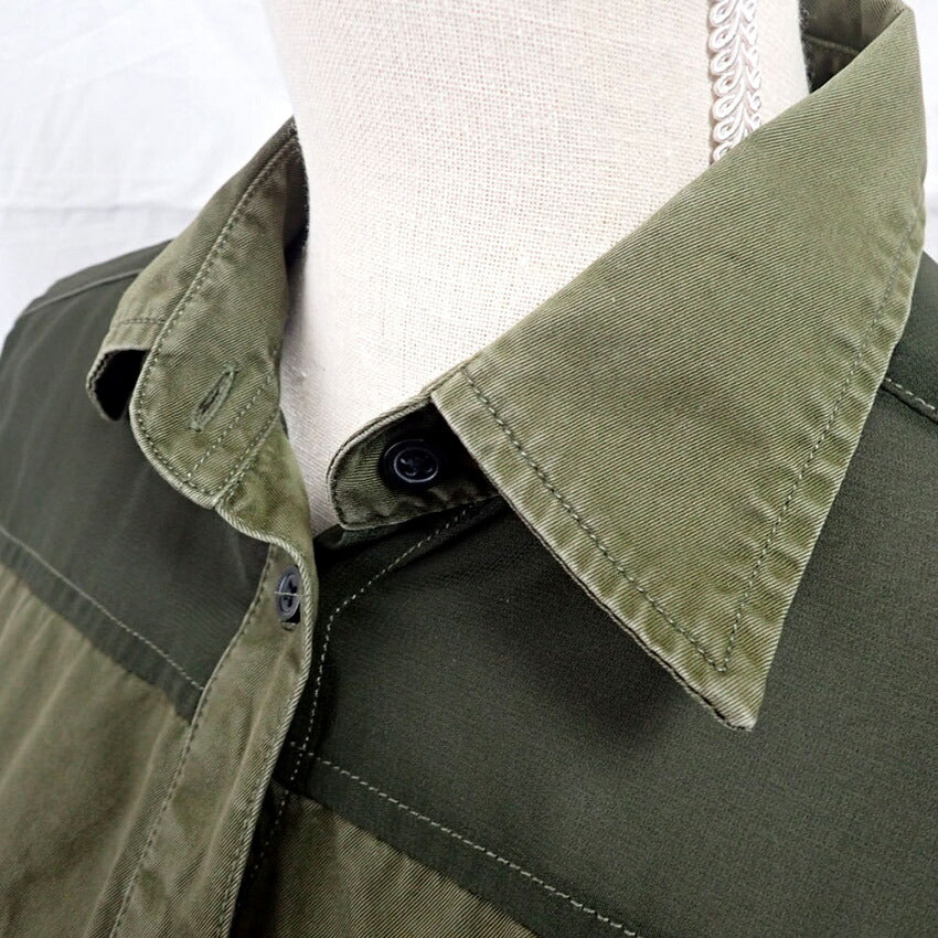 【中古】DIESEL/ディーゼル シースルー ミリタリー 長袖 シャツ[b26-24］