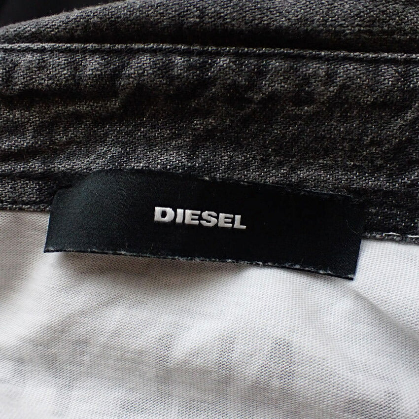 【中古】DIESEL/ディーゼル デニムミックス シースルー シャツ[b27-26］