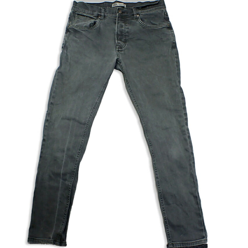【中古】ZARA ボタンフライ デニム スキニーパンツ[b33-56］