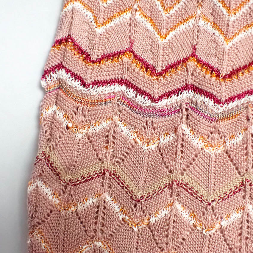 【中古】MISSONI/ミッソーニ レッドベージュ ニット ワンピース[b42-22］