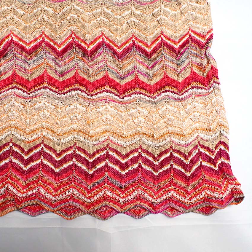 【中古】MISSONI/ミッソーニ レッドベージュ ニット ワンピース[b42-22］