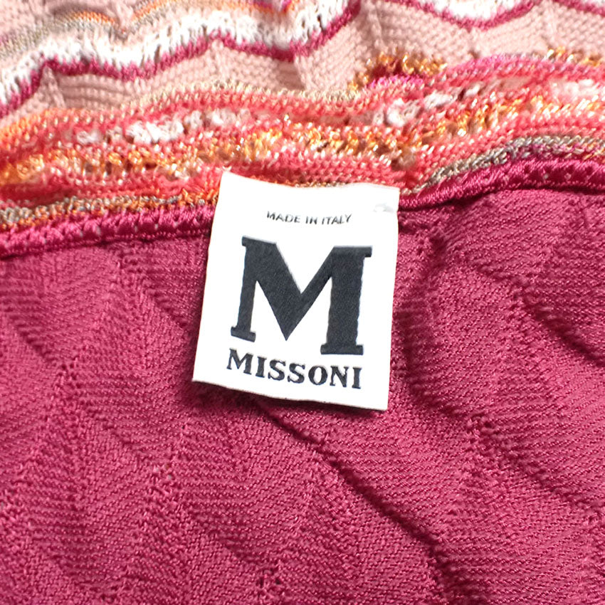【中古】MISSONI/ミッソーニ レッドベージュ ニット ワンピース[b42-22］