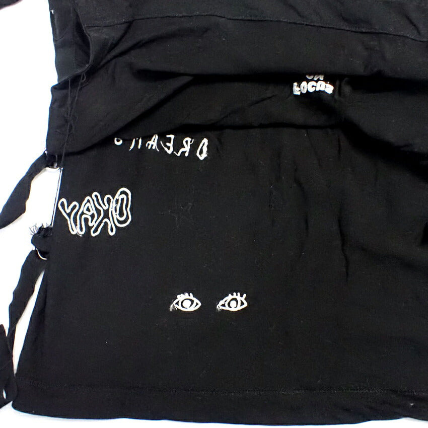 【中古】DIESEL/ディーゼル ブラック プリント スリットTシャツ[b42-28］