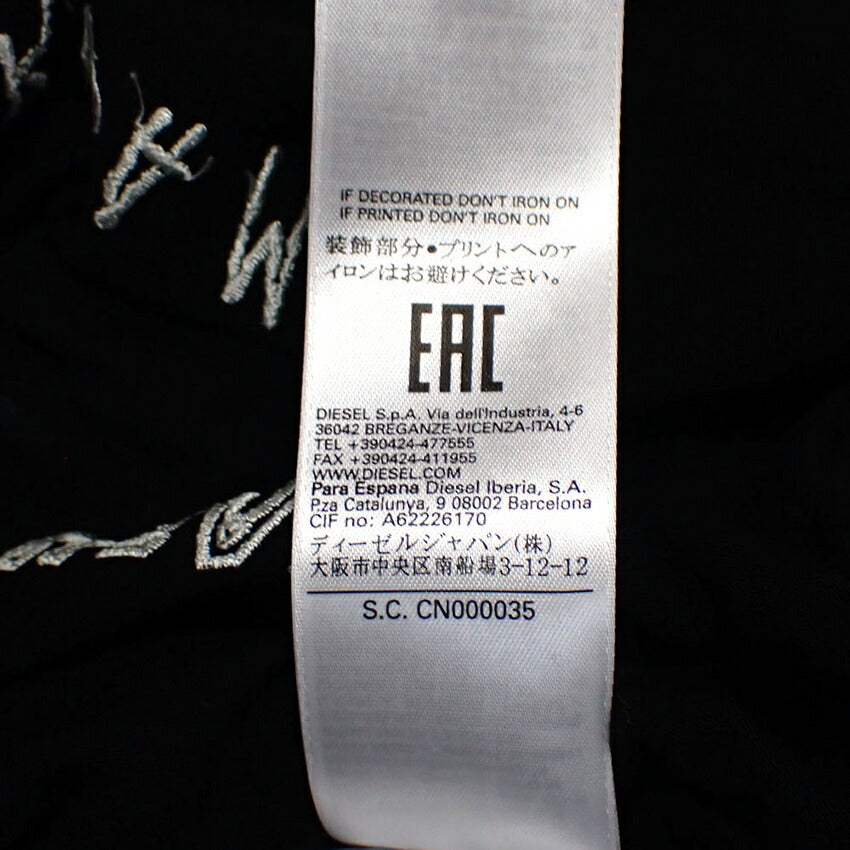 【中古】DIESEL/ディーゼル ブラック プリント スリットTシャツ[b42-28］