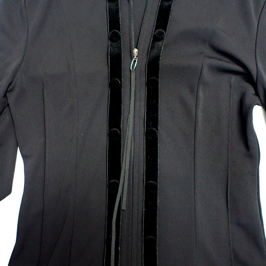 【中古】FOXEY NEWYORK ノーカラー ジップアップ トップス[b43-31］