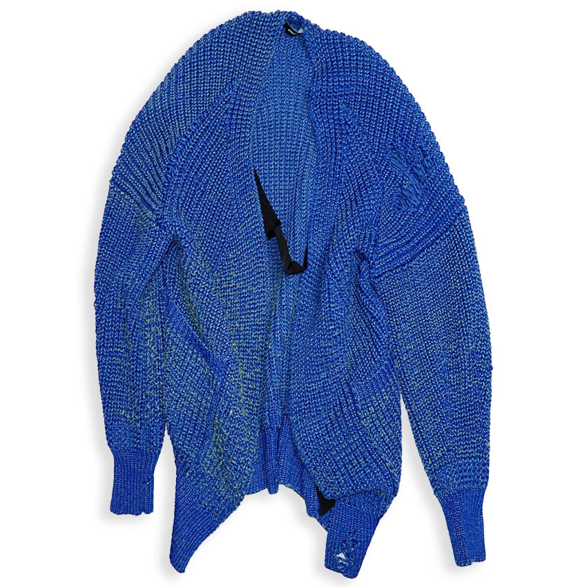 【中古】DIESEL/ディーゼル ブルー ニット ダメージ カーディガン [b43-33］