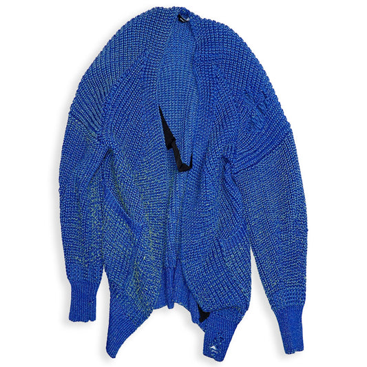 【中古】DIESEL/ディーゼル 厚手 ブルーニットカーディガン[b43-33］