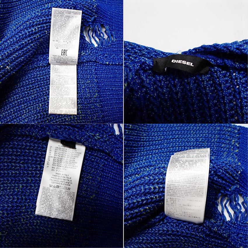 【中古】DIESEL/ディーゼル 厚手 ブルーニットカーディガン[b43-33］