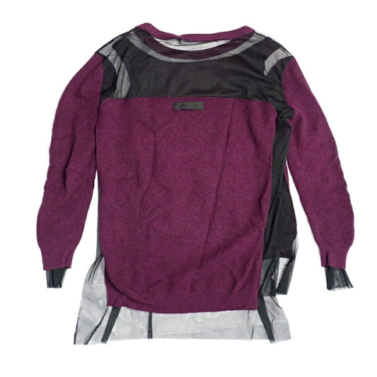 【中古】DIESEL/ディーゼル シースルー パープル フェイクレイヤード 長袖ニットセーター[b43-38］