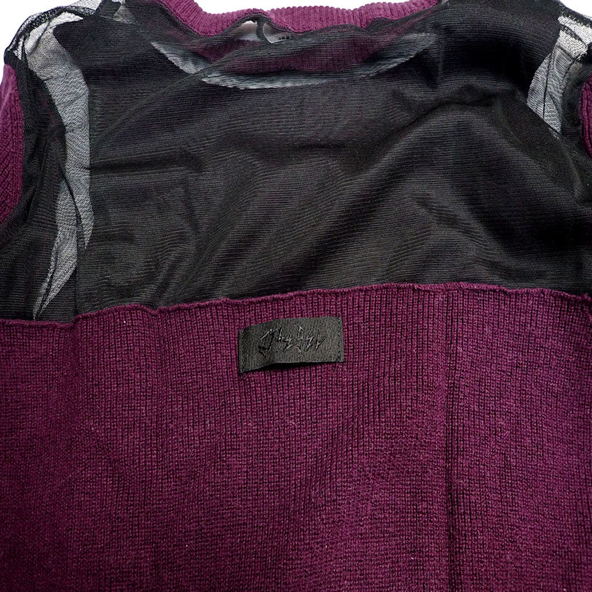 【中古】DIESEL/ディーゼル シースルー パープル フェイクレイヤード 長袖ニットセーター[b43-38］