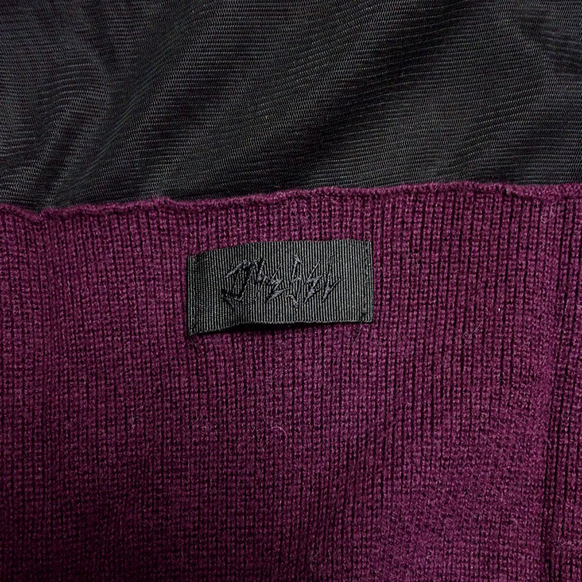【中古】DIESEL/ディーゼル シースルー パープル フェイクレイヤード 長袖ニットセーター[b43-38］