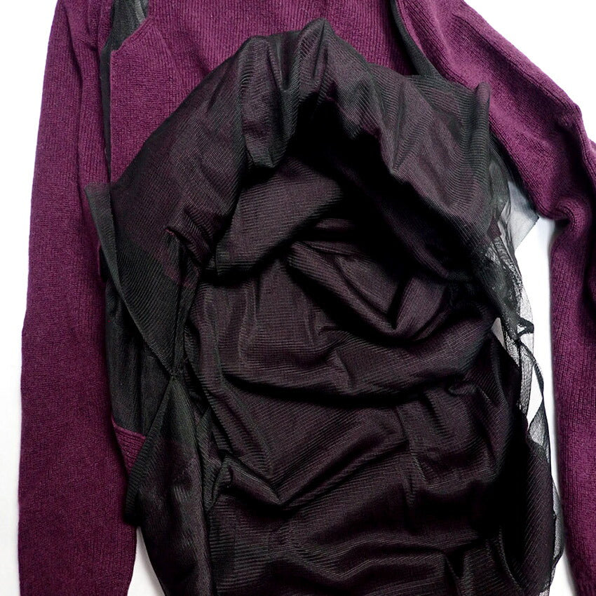 【中古】DIESEL/ディーゼル シースルー パープル フェイクレイヤード 長袖ニットセーター[b43-38］