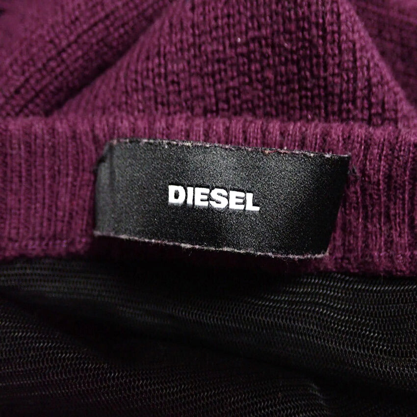 【中古】DIESEL/ディーゼル シースルー パープル フェイクレイヤード 長袖ニットセーター[b43-38］