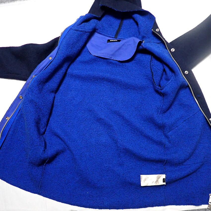 【中古】DIESEL/ディーゼル ウール混 比翼ジップ フーデッドコート ネイビー(破損あり)/b48-42