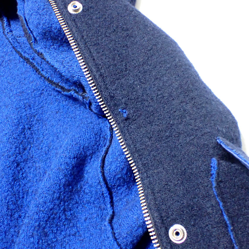【中古】DIESEL/ディーゼル ウール混 比翼ジップ フーデッドコート ネイビー(破損あり)/b48-42
