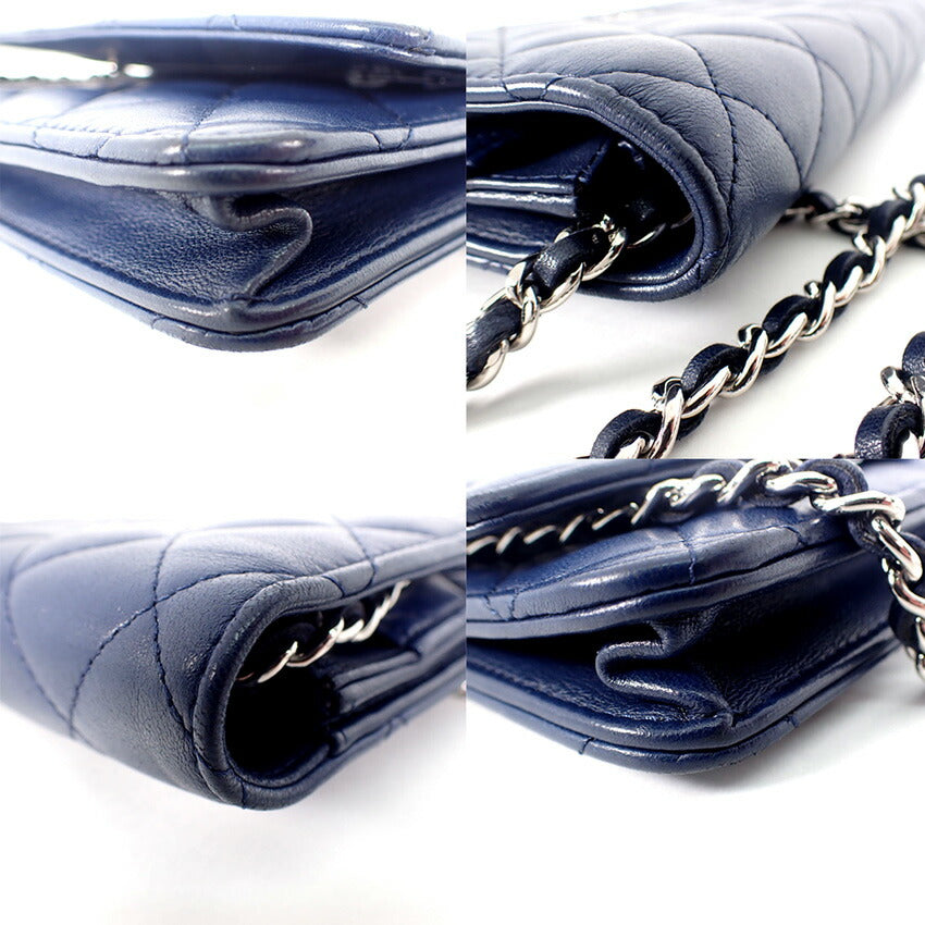 【中古】CHANEL/シャネル マトラッセ　ラムスキン　チェーンウォレット　ネイビー系 カード/シールあり/b51-10