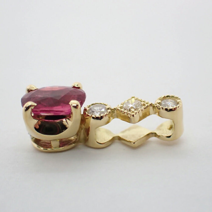 【新品】K18 ルビー/ダイヤモンド OV ペンダントトップ[f1-2］